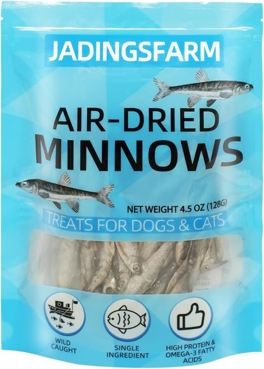 Minnows, 100% Natural Air Dried Minnows for Dog & Cat, Grain-Free, High-Protein, 100% Natural Premium Cat & Dog Treats 4.5 oz