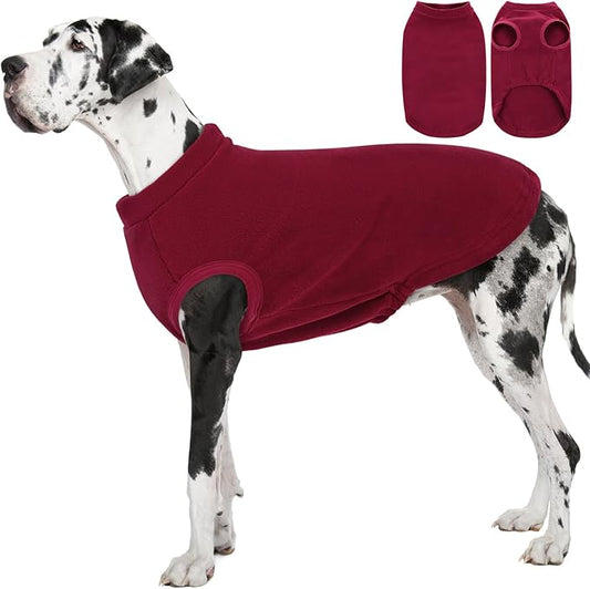 AOFITEE Fleece Dog Sweater, Warm Fleece Vest for Extra Large Dogs, Stretchy Dogs Pullover Sleeveless Pet Pajama Sweatshirt for Fall Winter, Thermal Pets Sweaters Indoor Outdoor, Red 3XL