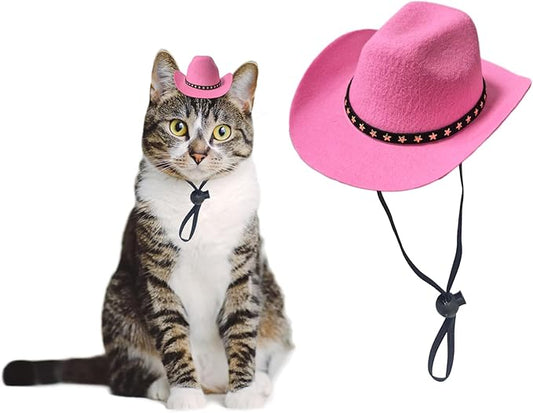 Dog Cowboy Hat Cat Cowboy Hat Pet Cowboy Costume Mini Cowboy Hat for Dogs Cat Holiday Halloween Pet Party Decoration (Pink, Small)