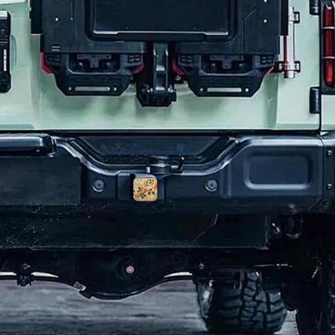 Hitch Cover Fits for 2-Inch Hitch,Vintage Roses and Script On Vintage Paper Background Rubber Trailer Hitch Cover Tube Plug Insert,Car Exterior Accessories, Receiver Tube Hitch Plug