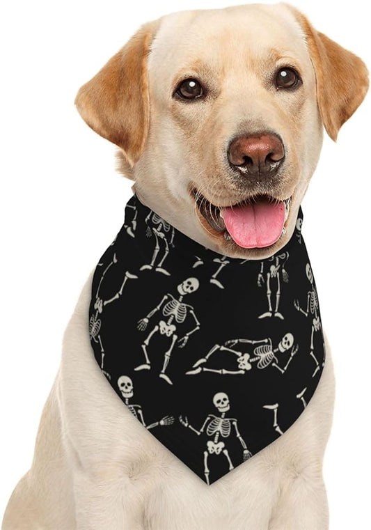 Dancing Skeletons Black Skull Dog Bandana Scarf Triangle Bibs Pet Accessories Cat Kerchief