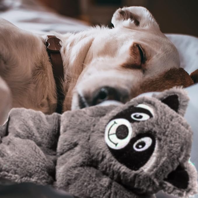 Jalousie 5 Pack 12'' Dog Toys Assortment - Plush Squeaky Toys for Medium to Large Breeds - Raccoon, Elk, Hippo, Fox, Sloth