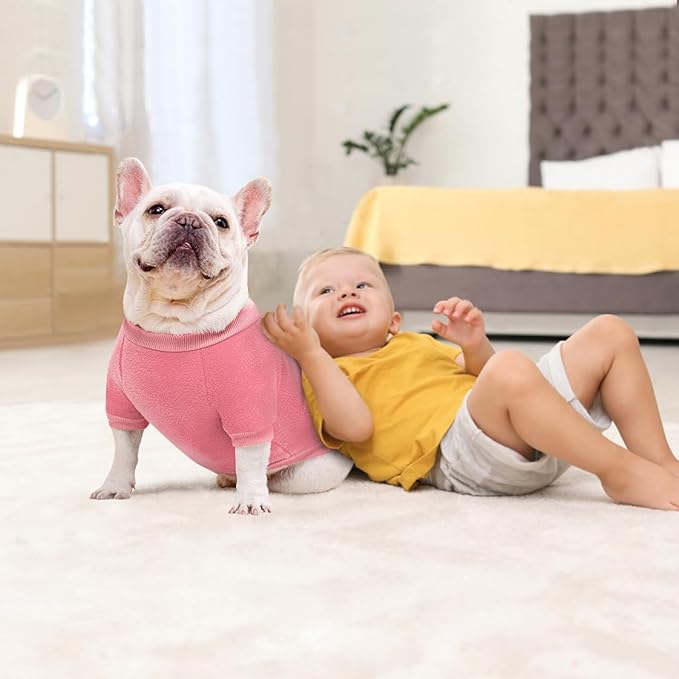 Idepet Dog Fleece Sweater, Small Dogs & Cats Shirt Pullover Sweatshirt, Soft & Warm, Classic Cat & Dog Apparel, XX-Small, Pink