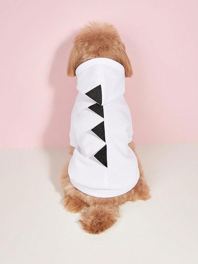 QWINEE Dinosaur Dog Hoodie Dog Warm Jacket Christmas Halloween Dog Costume Dog Clothes for Puppy Kitten Small Medium Dogs Cats White L