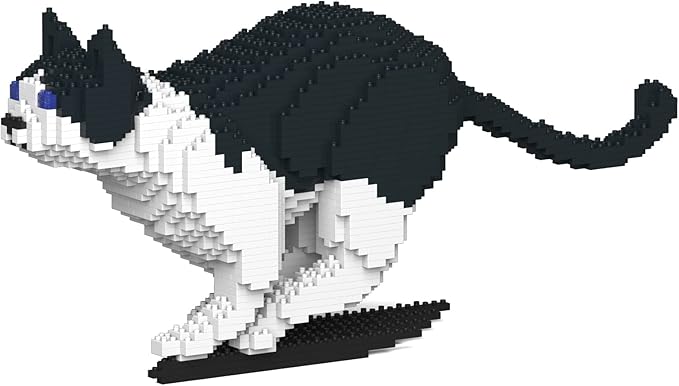 JEKCA Cat 21S-M01 | Black and White Cat Plastic Building Blocks | Age 14+