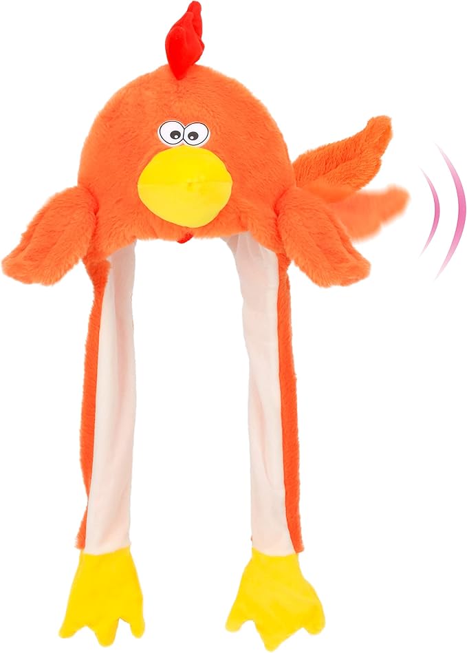 Animal Hat with Ears Moving Jumping Pop Up Beating Hat Plush Holiday Cosplay Dress Up Funny Gift for Kids