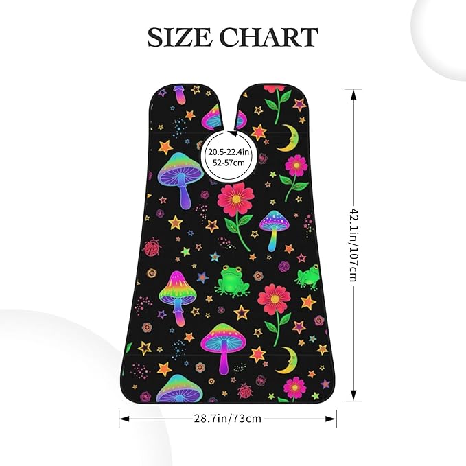 Beard Shaving Cape with Suction Cups, Beautiful Magical Flowers Goth Moon Mushrooms Frogs Shave Bib, Non-Stick Waterproof Hair Catcher, Grooming Bib for Men Husband
