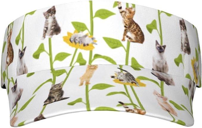 Cute Cat Sport Sun Visor Hats Cute Animal Sun Hat Empty Top Baseball Cap for Outdoor Cat Baseball Hats Cap