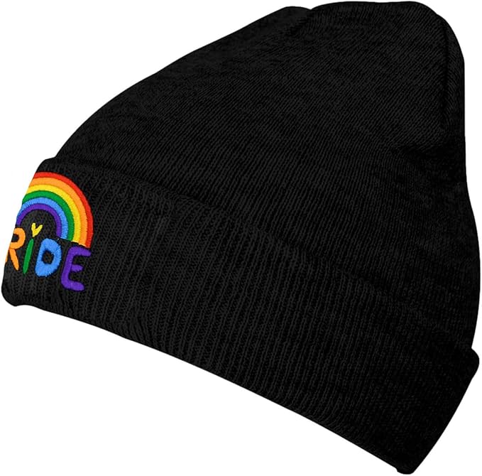 Fish Embroidery Beanie Hat Winter Warm Knit Cuffed Skull Cap for Women Men