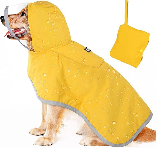 Lukovee Dog Raincoat, Adjustable Dog Rain Jacket with Clear Hooded Double Layer for Large Medium Small Dogs Puppies, Waterproof Rain Coat Poncho with Reflective Storage Pocket & Rim (Y,XL)