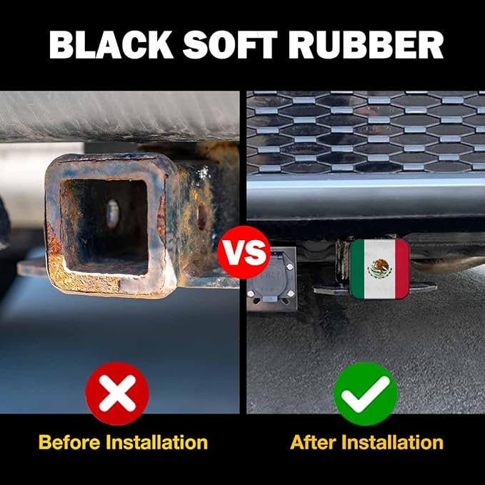 Mexico Flag Trailer Hitch Covers for Trucks Cars, Mexican National Flag Rubber Tow Trailer Hitch Cover Plug Insert Receiver Tube Hitch Cover Cap for Men Women