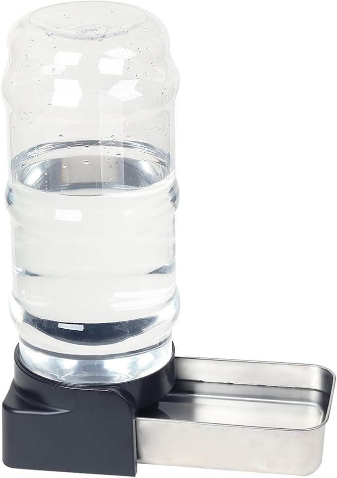 PAKEWAY 2.3 Gallon / 8.6L Automatic Gravity Dog Water Bowl Dispenser, Stainless Steel Large Capacity Pet Waterer with 3 Filters for Medium & Large Dogs and Cats