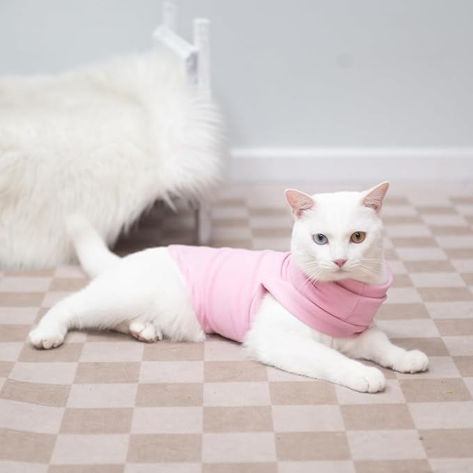 EXPAWLORER Soft Cat Sweater - Sweaters for Cats Only Warm Kitten Clothes, Fall and Winter Pet Coat Pullover Design, Fleece Sweatshirt Clothing Also for Puppy Small Dogs, Pink Medium