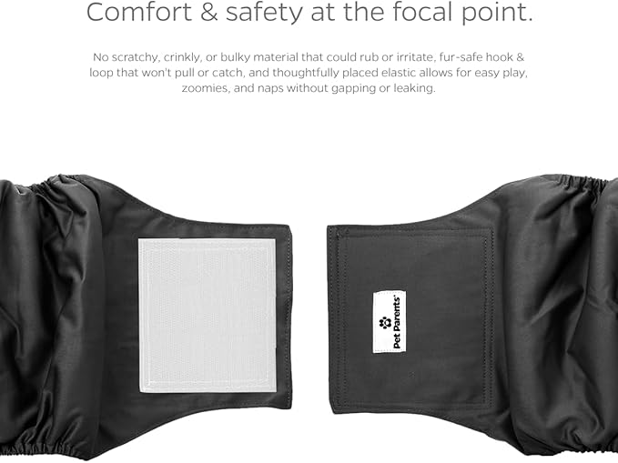 Pet Parents Washable Belly Bands for Dogs (3pack) + Extendrs Durable Dog Diapers, Premium Dog Diapers & Wraps (X-Large, Black)