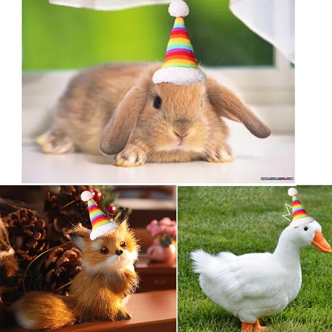 ANIAC Christmas Hamster Hats Guinea Pig Costume Mini Santa Hat for Kitten Chinchilla Rabbit Bunny Hedgehog Ferret Squirrel Rats Duck Newborn Puppy…