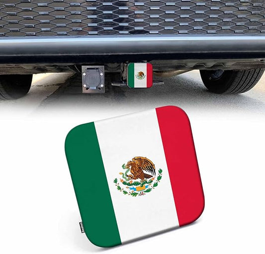 Mexico Flag Trailer Hitch Covers for Trucks Cars, Mexican National Flag Rubber Tow Trailer Hitch Cover Plug Insert Receiver Tube Hitch Cover Cap for Men Women