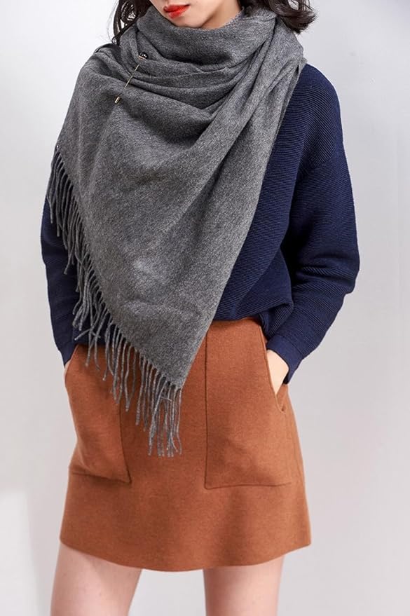 Jeelow Womens Pashmina Shawl Wrap Scarf - Elegant Dressy Evening Poncho Cape for Formal and Wedding Outfits