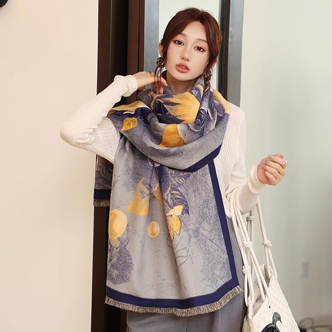 Jeelow Womens Pashmina Shawl Wrap Scarf - Elegant Dressy Evening Poncho Cape for Formal and Wedding Outfits