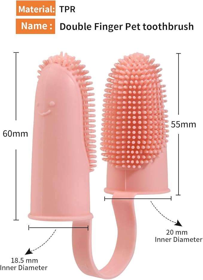 360° Finger Toothbrush for Dogs and Cats, 3 Pack Soft Silicone Pet Toothbrush, Gentle Dog Dental Care Finger Brush for Plaque Buildup and Fresh Breath