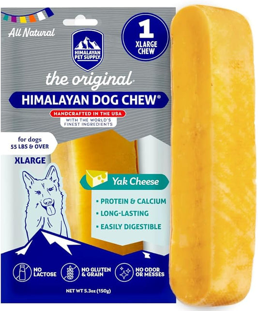Himalayan Dog Chew Original Yak Cheese Chew, 1 X-Large Stick, 5.3 oz, Gluten Free, Healthy Treats, Grain & Lactose Free 100% Natural, Long Lasting for Dogs Over 55 lbs