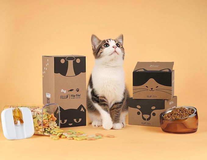 Felli Pet Oblik Anti Whisker Fatigue & Regurgitation Raised Cat Food Water Bowl, Tilted Stainless Steel Shallow Dish Dishwasher Easy Clean, Elevated Dry Wet Metal Feeder Slanted Plate (0.5Cups, Gold)