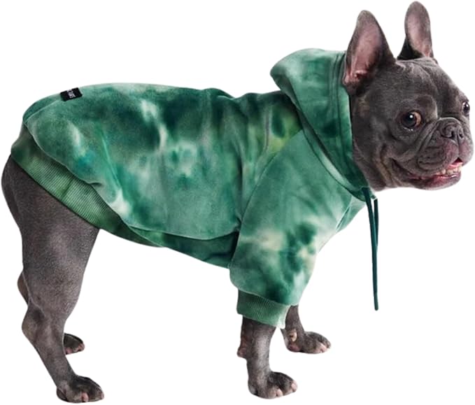 Spark Paws Dog Hoodie – Premium Dog Sweater for Small, Medium, and Large Dogs | Warm Outfits for French Bulldogs, Pitbull, Puppy, Winter Jacket Alternative - Green Skydye, XL