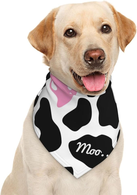 Cow Pink Print Cute Country Rustic Farmhouse Dog Bandana Scarf Triangle Bibs Pet Accessories Cat Kerchief