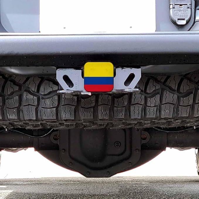 Colombian Flag 2" Hitch Cover National Colombia Flag Horizontal Tricolour Hitch Tube Covers Keep Trailer Hitch Receiver Tube Clean and Protected for Sedans Tractors Trucks Cars