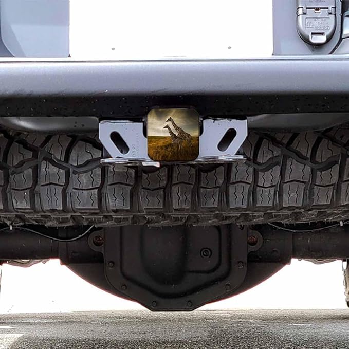 Giraffe Towing Hitch Cover African Animal Giraffes Meadow Field Trailer Hitch Tube Cover Plug Cap Hitch Cover Universal for 2 Inch Receivers Tube for RVs SUVs and Cars