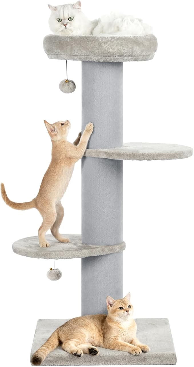 Cat Craft Cat Scratching Post with Bed Carpet Scratching Post with Perch Cat Pole for Indoor Cats Cat Tree Tower, Light Grey