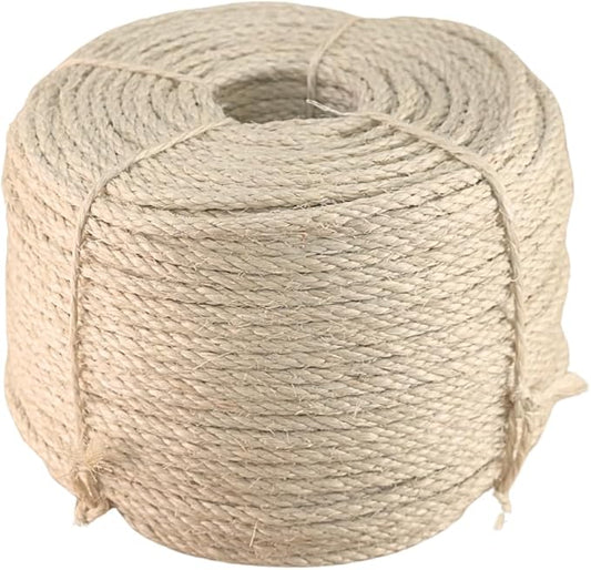 Premium Brazilian Sisal Rope, Natural Fiber 100% Sisal, Ultra Durable, Chemical-Free, Ideal for DIY, Cats, Scratching Post Replacement, Home Decor, Garden, Crafting (1/4” 600 ft / 6mm 180m)