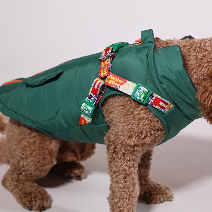 Generic Pawlook Dog Raincoat with Chest Leash and Collar, Reusable Waterproof Pet Coat for Small Dogs, Medium Dogs, Large Dogs (Green, Large)