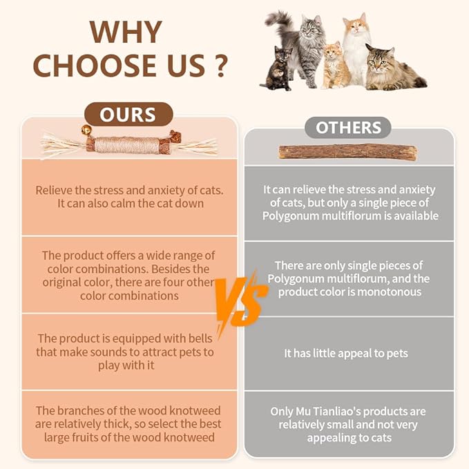 Natural Dried Matatabi Cat Chew Stick with Gall Fruit, Raffia Grass & Bell Cat Ball Toys, Handmade Silvervine Sticks Interactive Catnip Toys for Teething & Entertainment (Size L Color B)