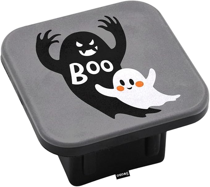 Swono Ghost Hitch Cover 2" Halloween Ghost with Big Shadow Rubber Receiver Tube Hitch Plug Truck Receivers Hitch Covers, Trailer Hitch Tube Cover Plug Cap