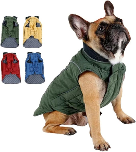 Winter Coat Warm Jacket for Dogs Cats Pets Cold Weather with Reflective Brim (Large, Green)