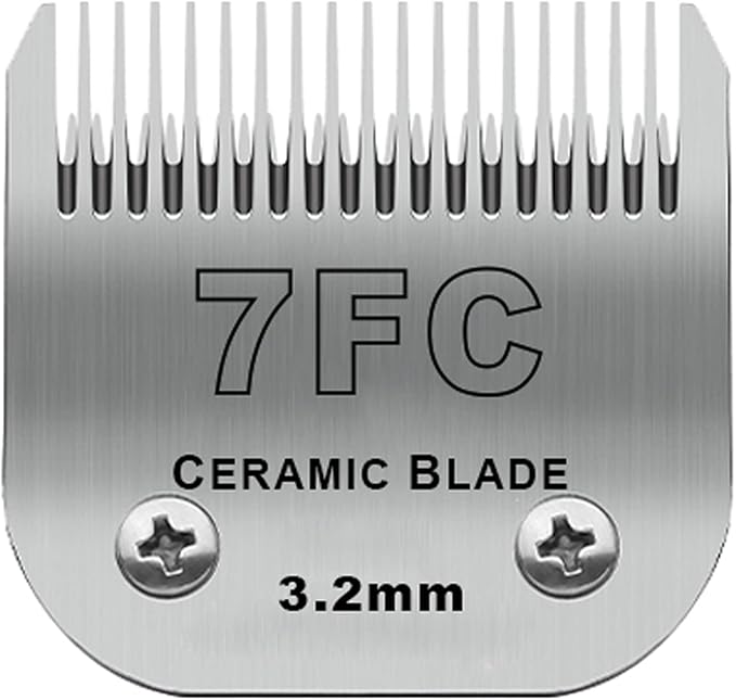 Detachable Pet Dog Clipper Blades, Compatible with Andis Size-7FC Cut Length 1/8"(3.2mm), Most Oster A5, Wahl KM Series Clippers,Made of Ceramic Blade & Stainless Steel Blade