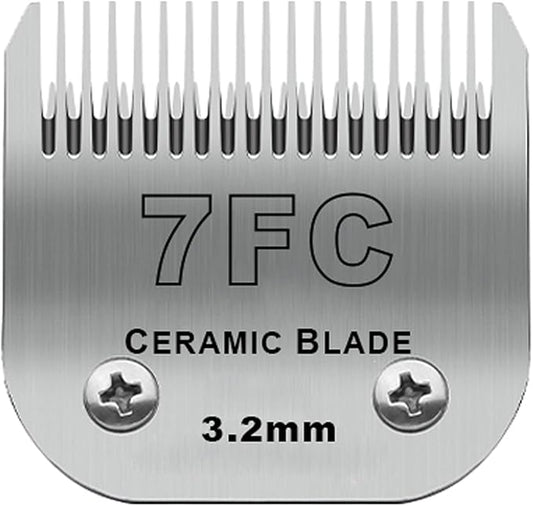 Detachable Pet Dog Clipper Blades, Compatible with Andis Size-7FC Cut Length 1/8"(3.2mm), Most Oster A5, Wahl KM Series Clippers,Made of Ceramic Blade & Stainless Steel Blade