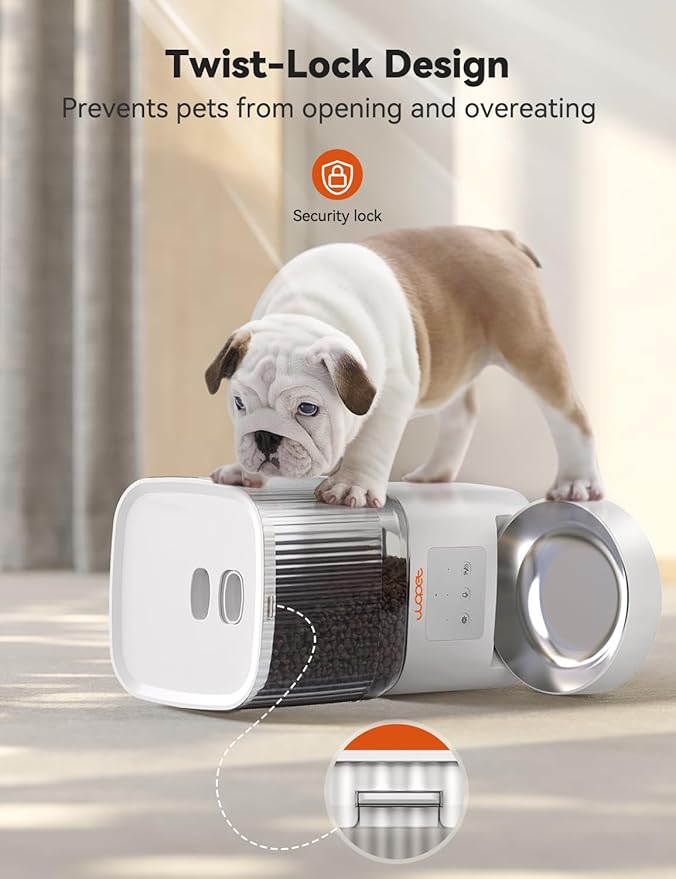 WOPET Automatic Cat Feeder, 5G WiFi Automatic Dog Feeder with APP Control for Remote Feeding, Cat Food Dispenser with Low Food Sensor and Voice Recorder,Up to 10 Meals Per Day for Cats and Dogs