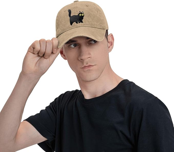 Black Cat Hat,Ragdoll Cat Embroidered Adjustable Cotton Baseball Cap for Men Women,Gifts for Cat Lovers