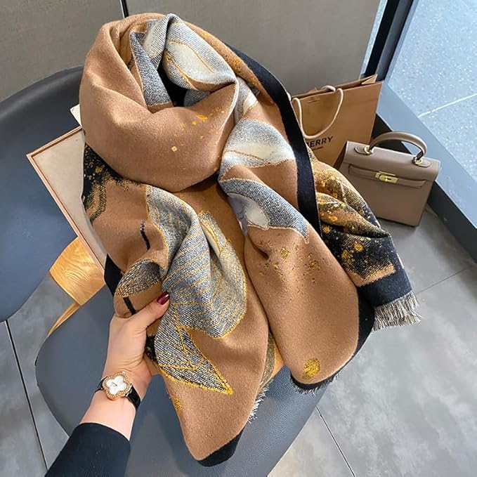 Jeelow Womens Pashmina Shawl Wrap Scarf - Elegant Dressy Evening Poncho Cape for Formal and Wedding Outfits