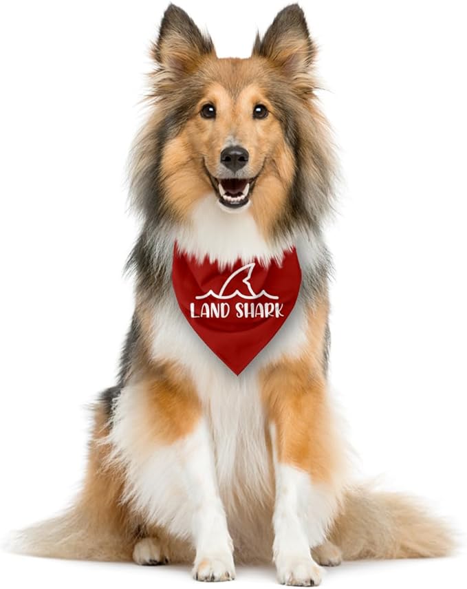 Land Shark Dog Bandana, Heavy Chewer Dog Bandana, Shark Pet Scarf Accessories for Small Medium Dogs Cats Photo Prop, Funny Cute Red Dogs Triangle Scarf