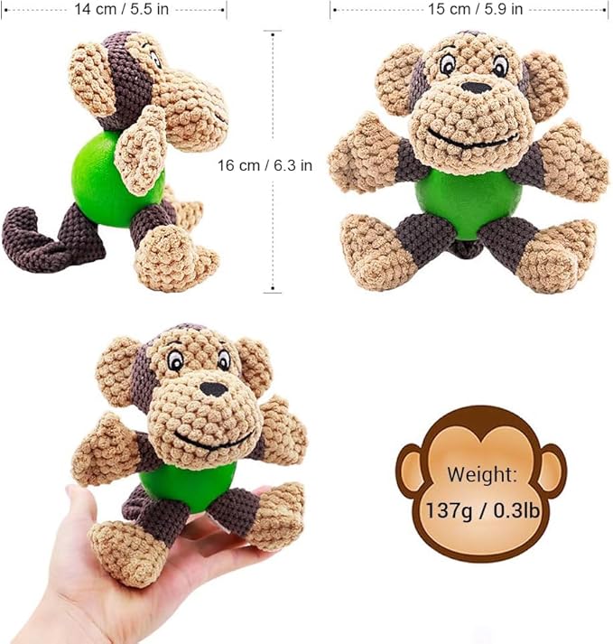 Raffaelo Dog Toys, Puppy Toys, Stuffed Teething Cleaning Chew Toys, Plush Interactive Dog Toys to Keep Them Busy with Squeaky, Training Reward Gift - (5.9-6.3")