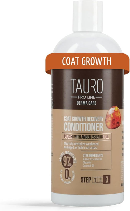 Tauro Pro Line Deshedding Dog Conditioner - Cat & Dog Shedding Control, Coat Repair & Fur Density Support, Moisturizing Pet Conditioner, Safe for Sensitive Skin (Coat Growth Recovery 13.5 Fl Oz)