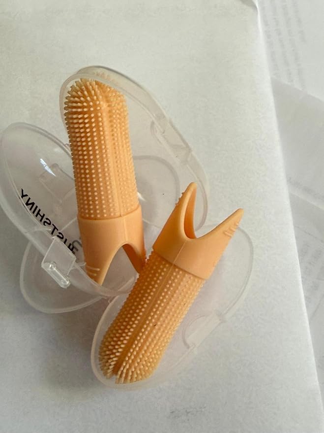 Pet Grooming Set – 1 Brush + 2 Toothbrushes (Soft & Finger) for Dogs & Cats(Green Handle)