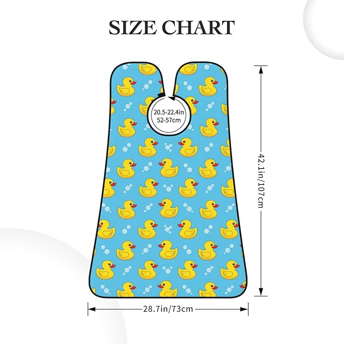 Adjustable Non-Stick Beard Apron, Hair Catcher Cape for Shaving Grooming, Waterproof with Suction Cups Men, Yellow Rubber Ducks Soap Bubbles Blue Shave Bib