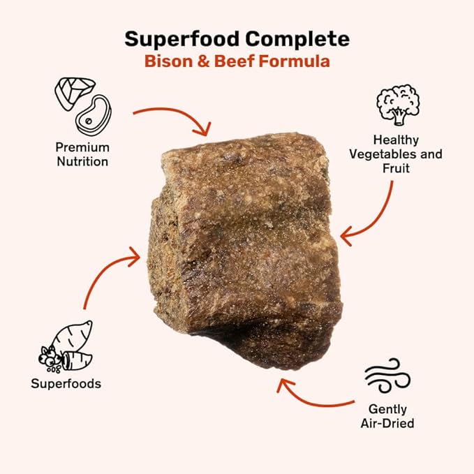 BADLANDS RANCH - Superfood Complete, Air-Dried Adult Dog Food - High Protein, Zero Fillers, Superfood Nutrition by Katherine Heigl (11.5 oz, Beef & Bison Formula)