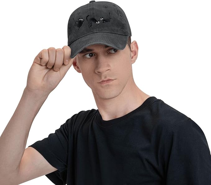 Black Cat Hat,Ragdoll Cat Embroidered Adjustable Cotton Baseball Cap for Men Women,Gifts for Cat Lovers