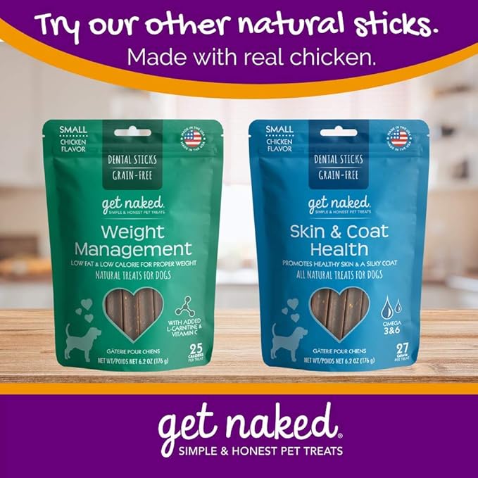 Get Naked Grain Free 1 Pouch 6.2 Oz Joint Health Dental Chew Sticks, Small