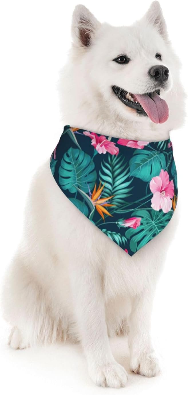 Hawaii Hawaiian Flower Leaf Dog Bandana Scarf Triangle Bibs Pet Accessories Cat Kerchief