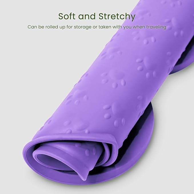 Dog Food Mat Anti-Slip Silicone Dog Bowl Mat Thicker Pet Placemat Waterproof Cat Feeder Pad with Raised Edge Puppy Kitten Feeding Mats Suitable Small Medium-Sized Dogs Cats Eating Tray